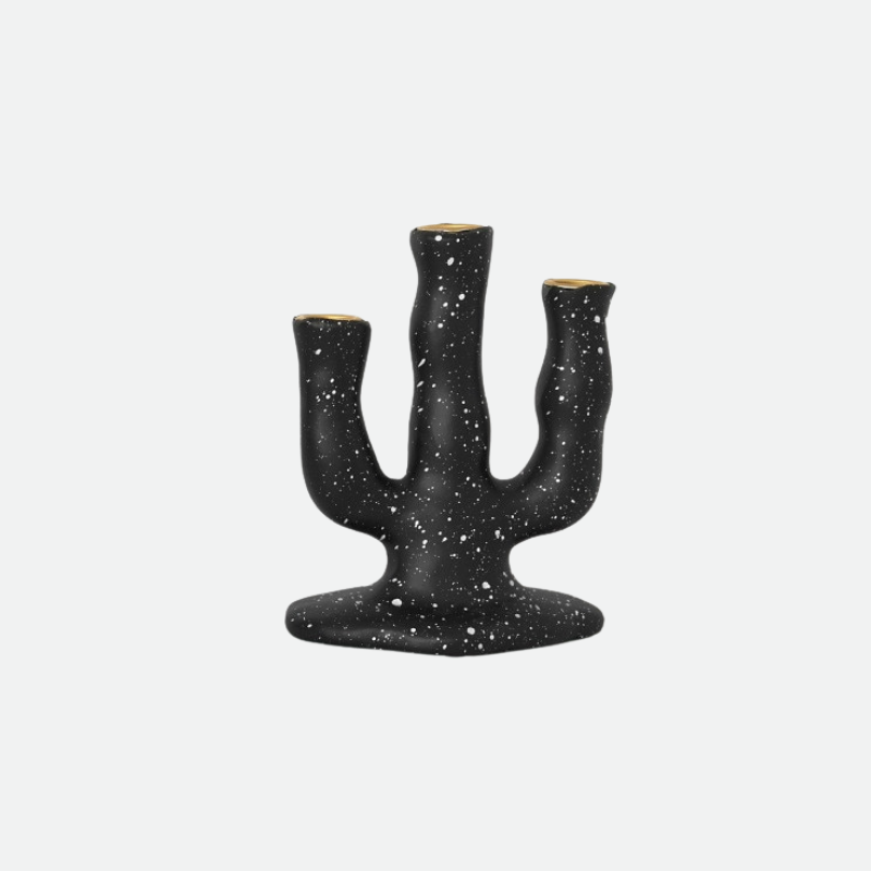 Spotted Resin Candle Holder Black Three Candle