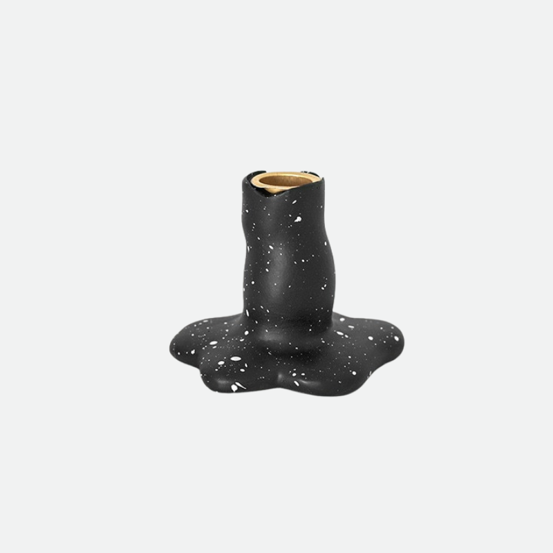 Spotted Resin Candle Holder Black
