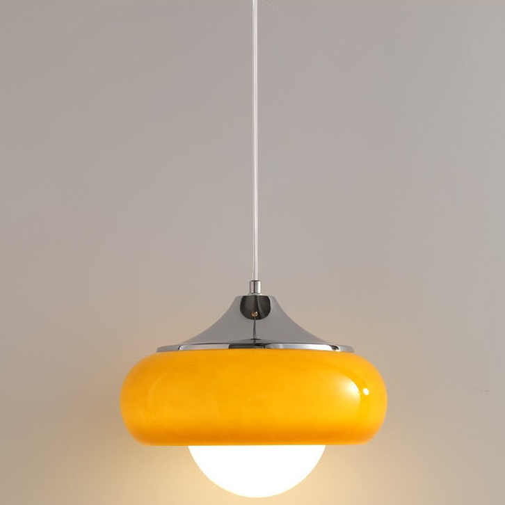 Starburst Retro Glass & Chrome LED Pendant Lights Amber