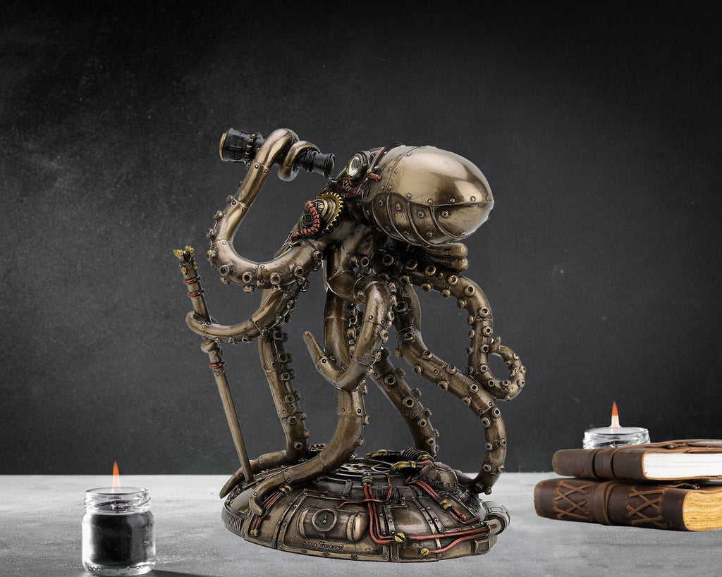 Kraken™ - Retro-Futuristic Steampunk Octopus Explorer Statue