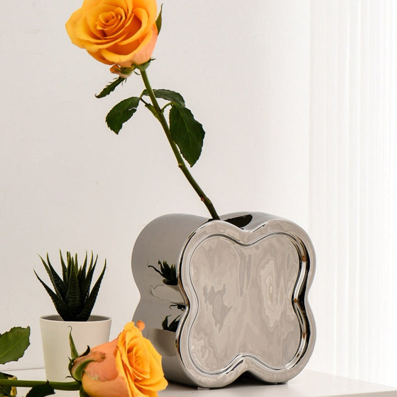 Steel Rose Plated Ceramic Vases