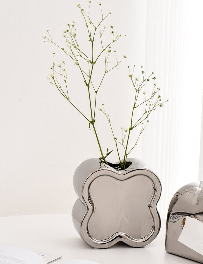 Steel Rose Plated Ceramic Vases