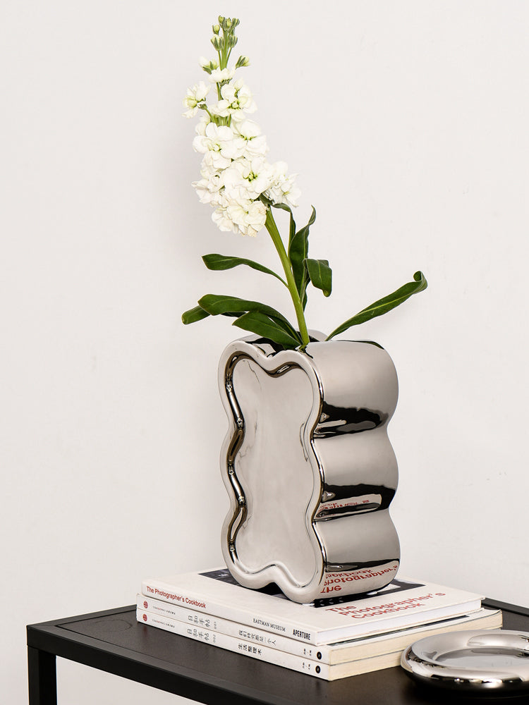 Steel Rose Plated Ceramic Vases