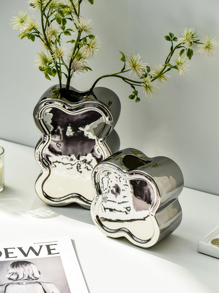 Steel Rose Plated Ceramic Vases