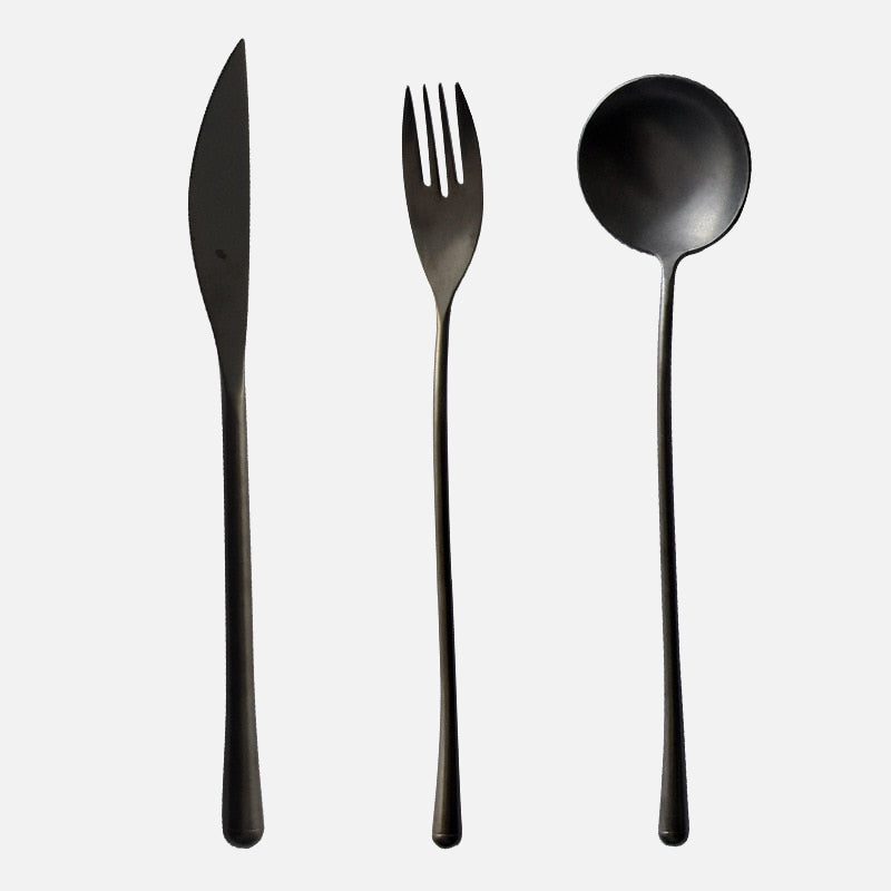 Stein Black Finish Stainless Steel Flatware 3 Piece Set