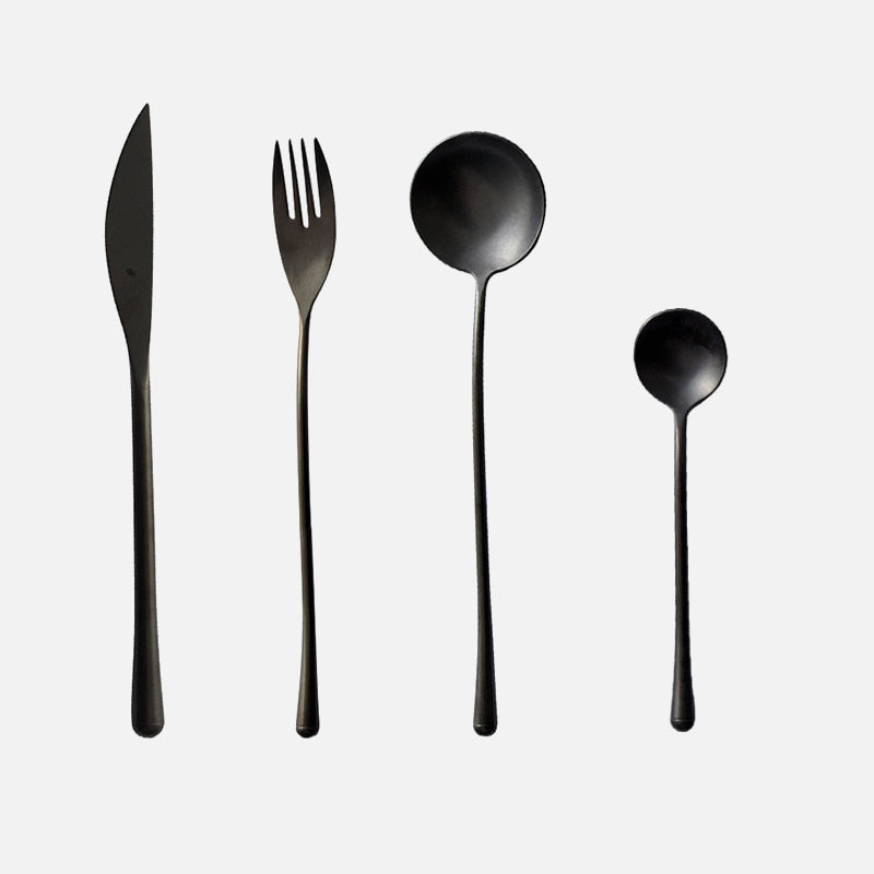 Stein Black Finish Stainless Steel Flatware 4 Piece Set