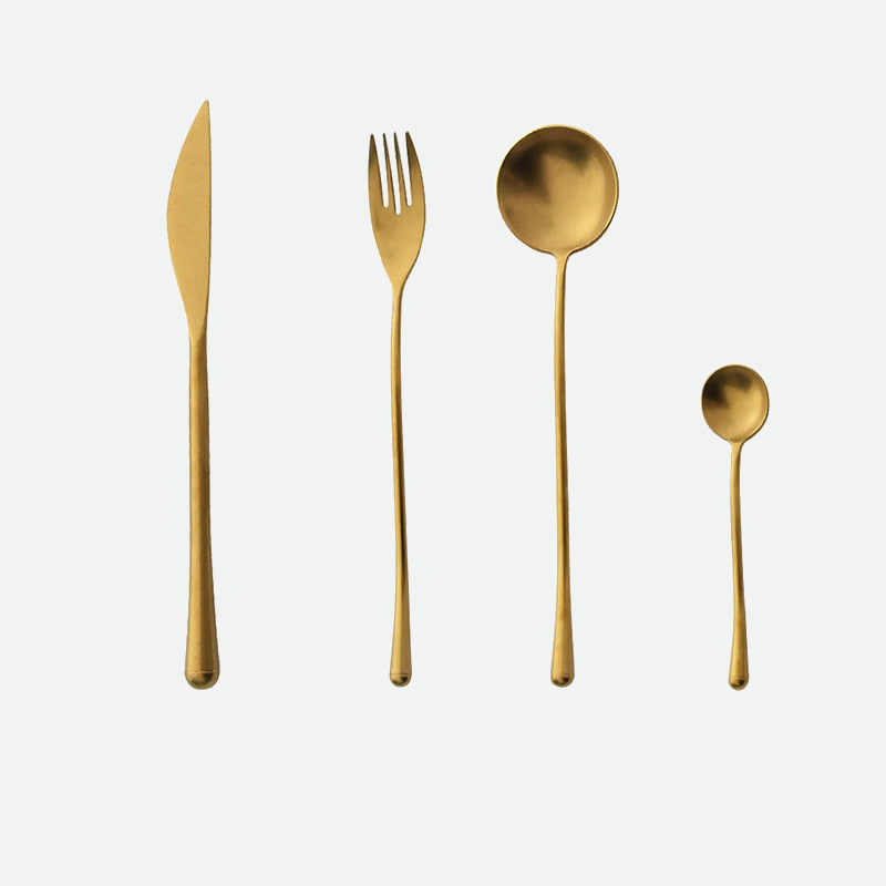 Stein Gold Finish Stainless Steel Flatware 4 Piece Set