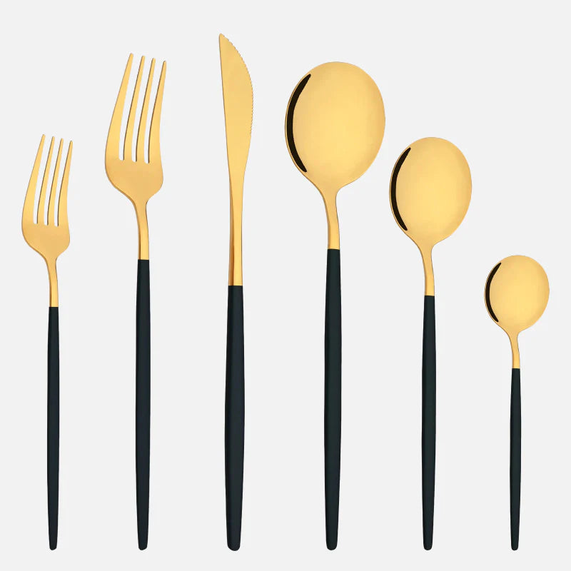 Stellar Dining 6-Piece Cutlery Set Black Gold