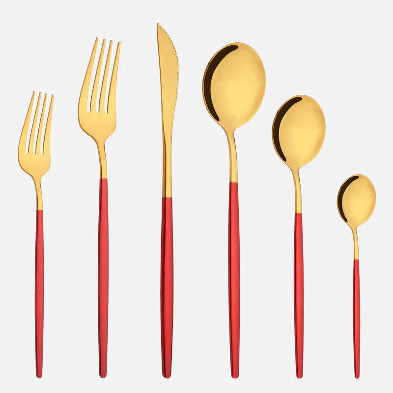 Stellar Dining 6-Piece Cutlery Set Red Gold