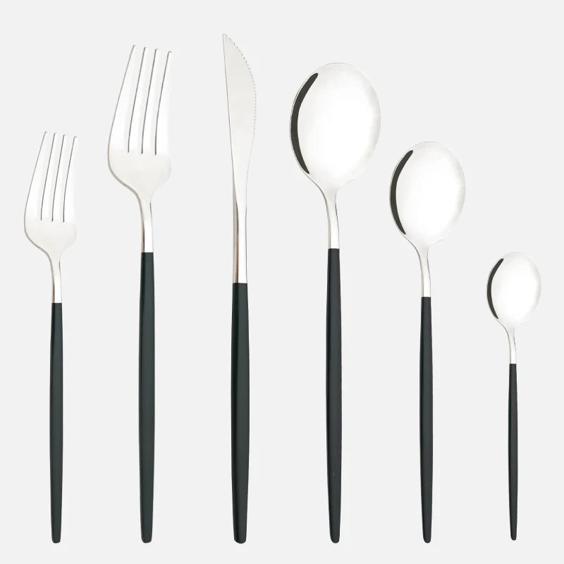 Stellar Dining 6-Piece Cutlery Set Black Silver