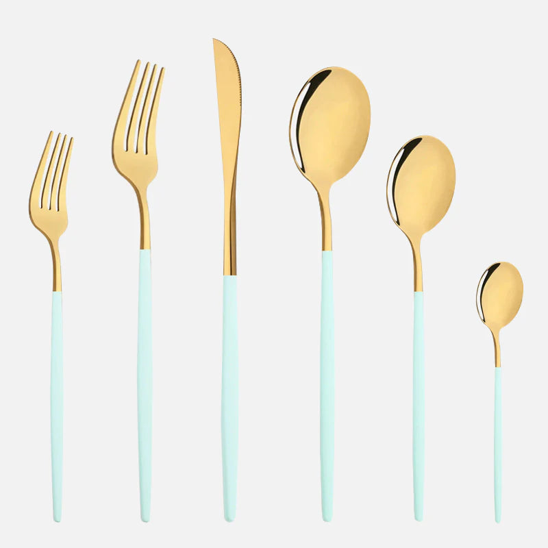 Stellar Dining 6-Piece Cutlery Set Mint Gold