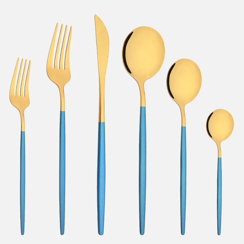 Stellar Dining 6-Piece Cutlery Set Blue Gold