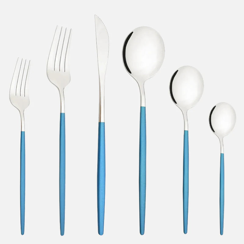 Stellar Dining 6-Piece Cutlery Set Blue Silver