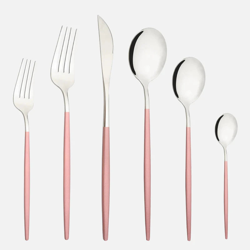 Stellar Dining 6-Piece Cutlery Set Pink Silver
