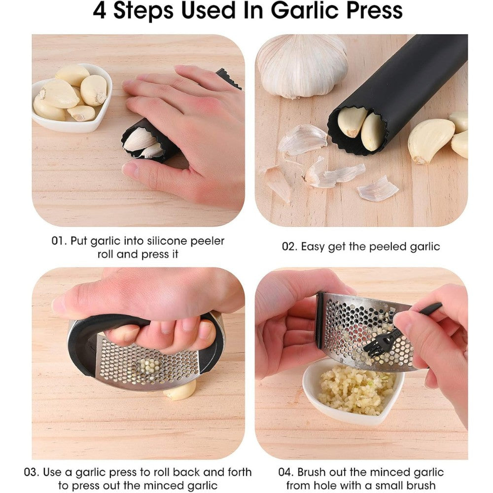 Garlic Press Rocker - Stainless Steel Garlic Crusher Tool