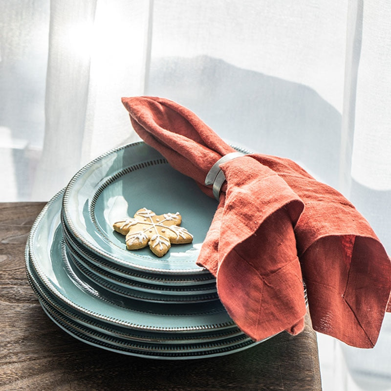 Stitch Row Ceramic Plates