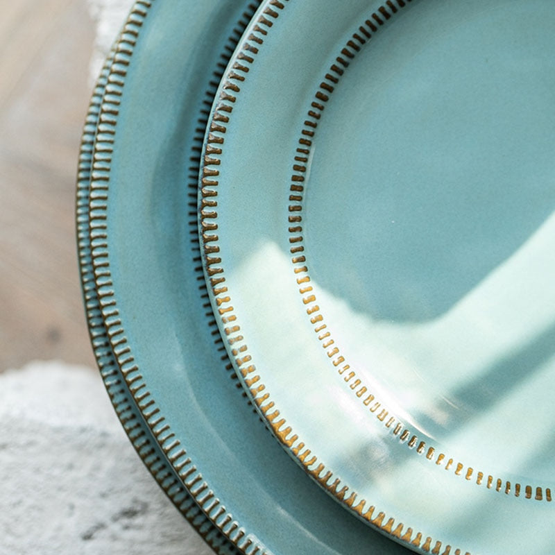 Stitch Row Ceramic Plates