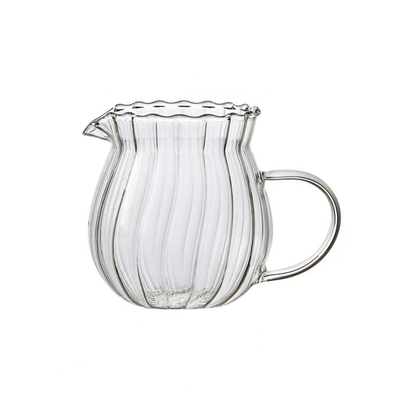 Striped Glass Milk Jug Small Round