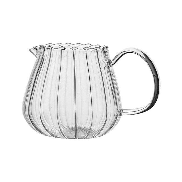 Striped Glass Milk Jug Large Round