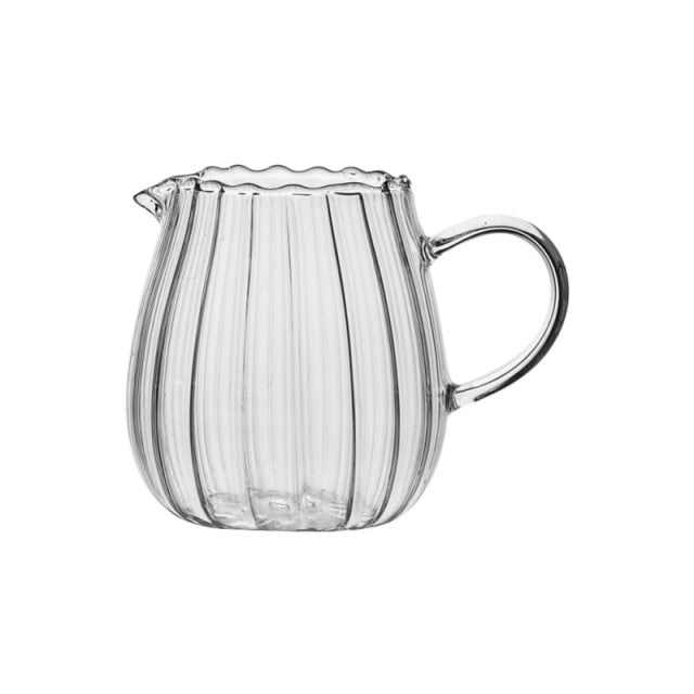 Striped Glass Milk Jug Medium Round