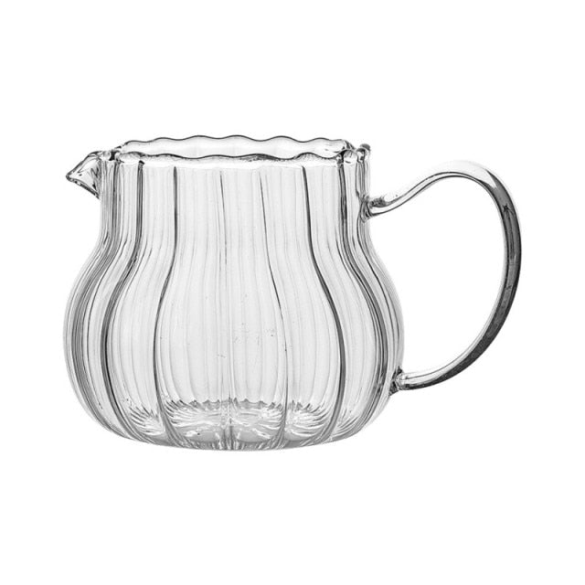 Striped Glass Milk Jug Short Round