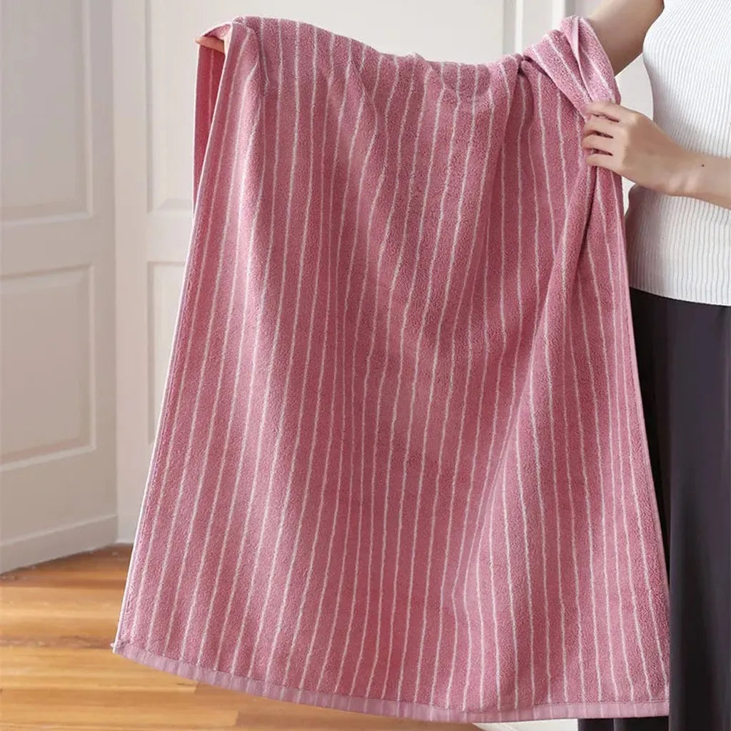 Striped Cotton Terry Towel Rouge