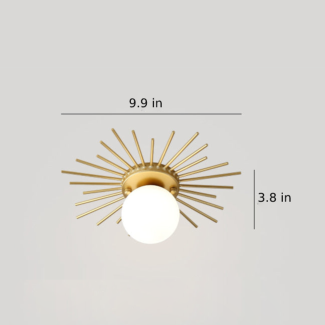 Sun Rays Glass & Gold Ceiling Lamp - Final Sale