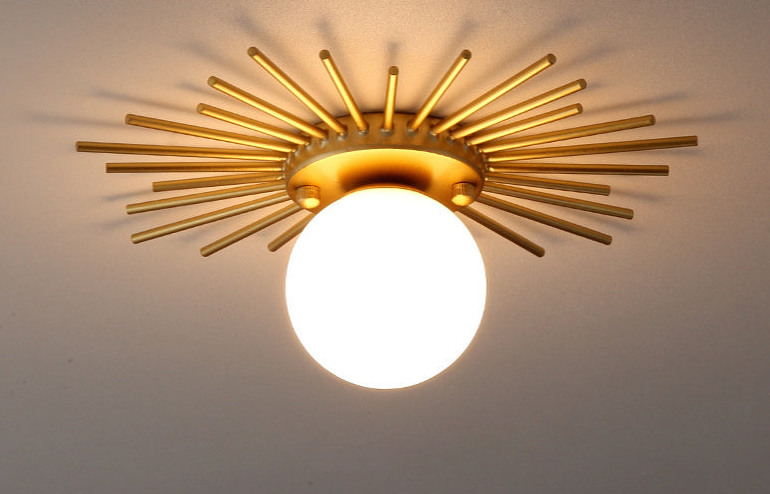 Sun Rays Glass & Gold Ceiling Lamp - Final Sale