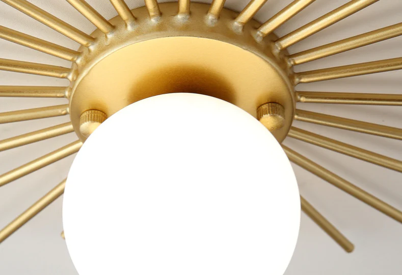 Sun Rays Glass & Gold Ceiling Lamp