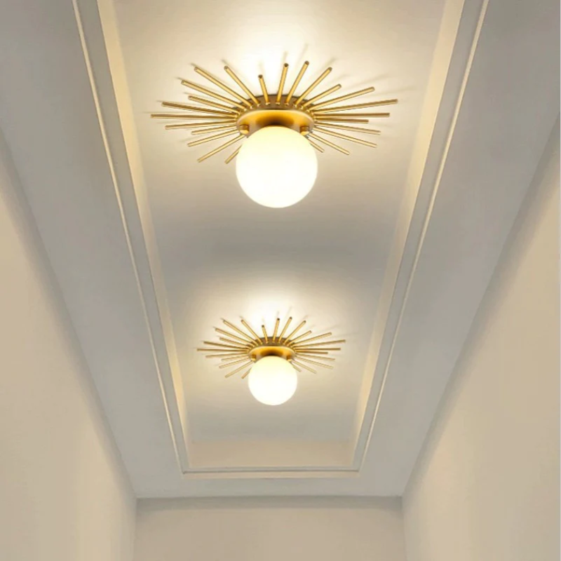 Sun Rays Glass & Gold Ceiling Lamp - Final Sale