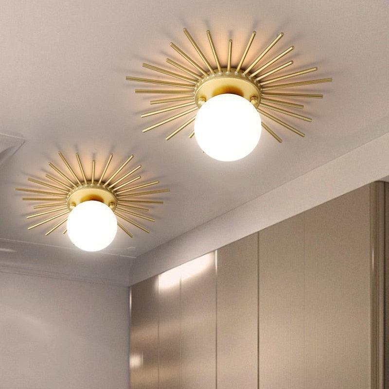 Sun Rays Glass & Gold Ceiling Lamp - Final Sale