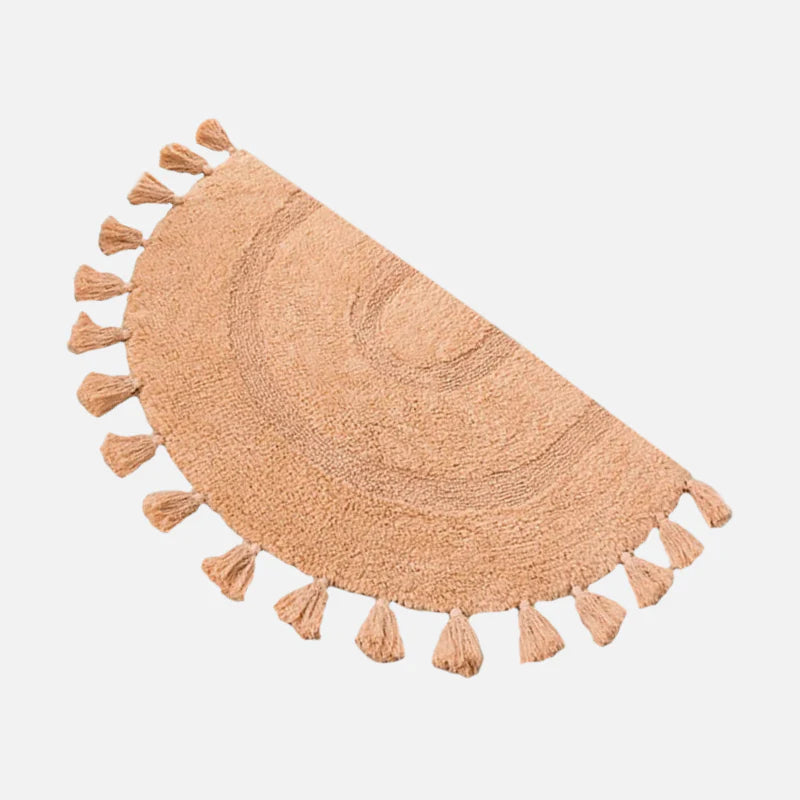 Sunburst Boho Tasseled Plush Rug Peach
