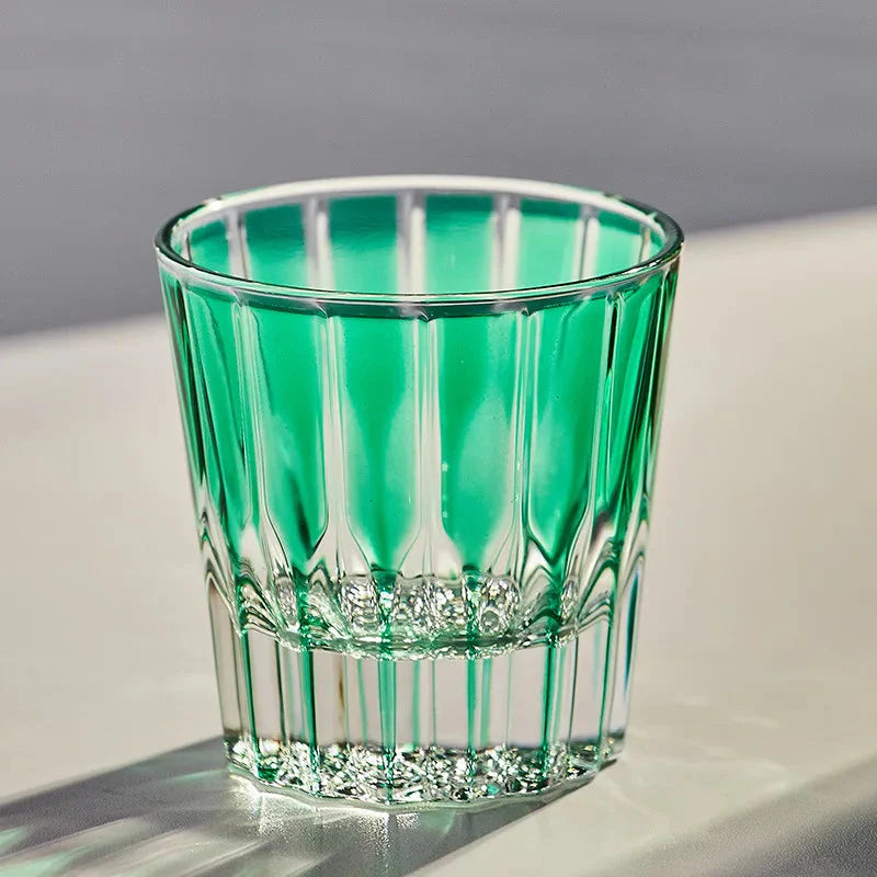 Sunburst Crystal Whiskey Glass Green