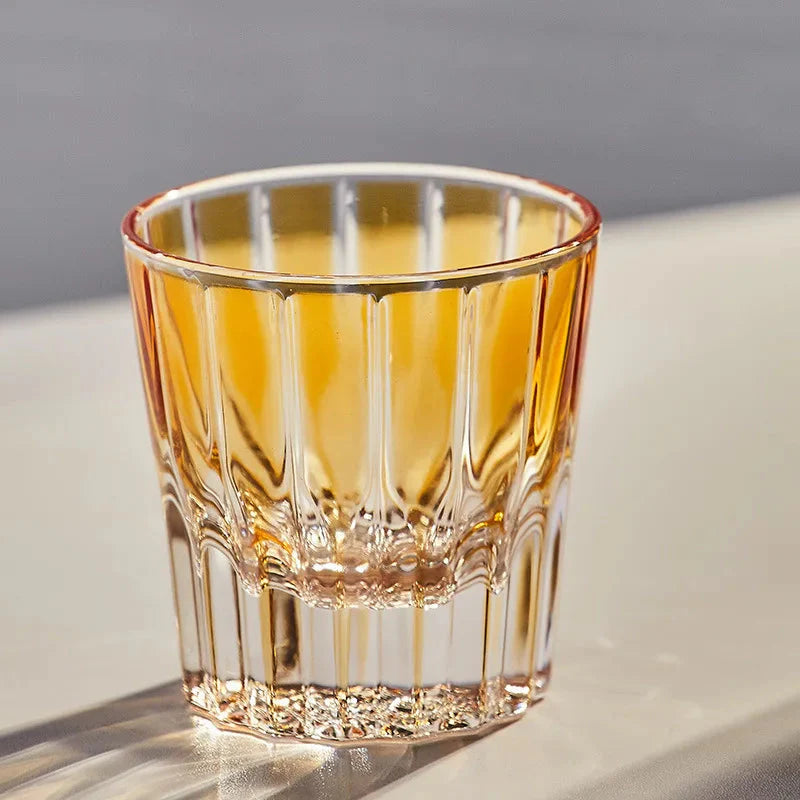 Sunburst Crystal Whiskey Glass Yellow