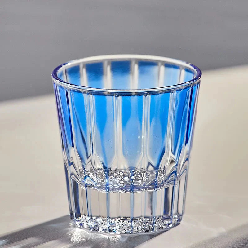 Sunburst Crystal Whiskey Glass Blue