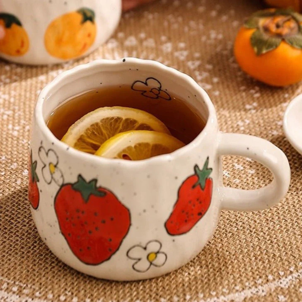 Sunny Fruit Ceramic Coffee Mug Collection Strawberry Joy