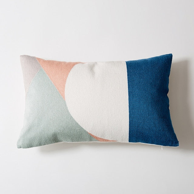 Sunset Modern Geometric Lumbar Pillow Cover Mint Dreams
