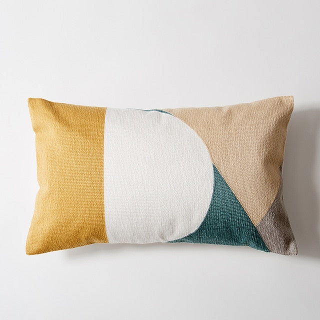 Sunset Modern Geometric Lumbar Pillow Cover Horizon