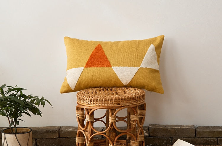 Sunset Modern Geometric Lumbar Pillow Cover
