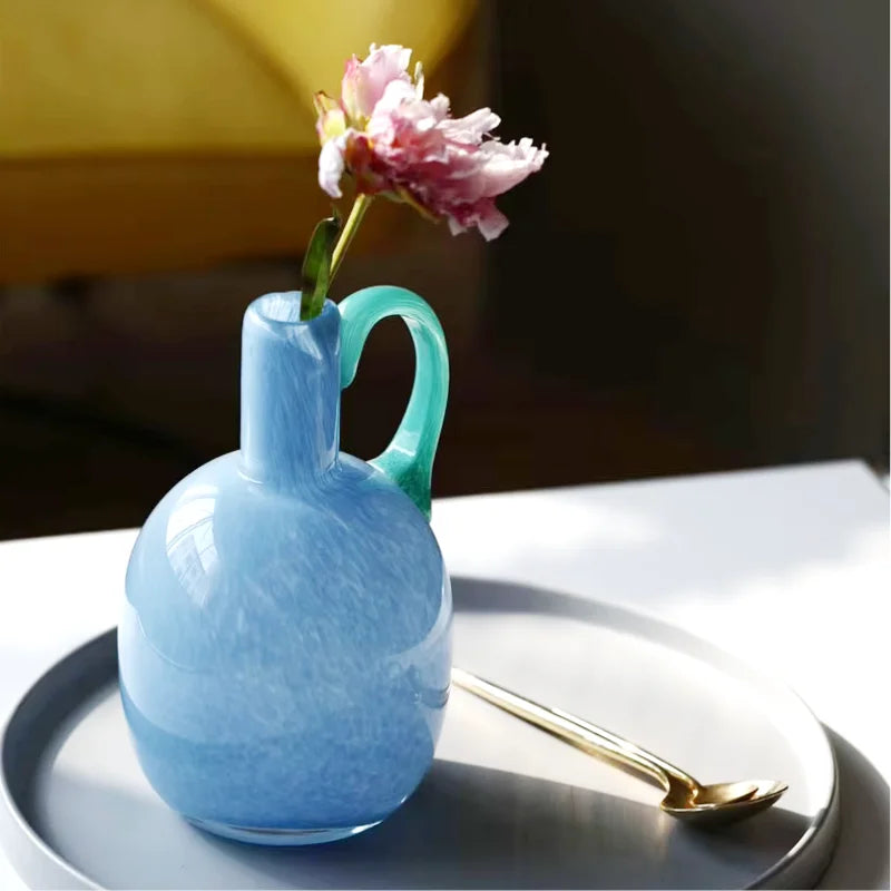 Sunset Pour Colorblock Glass Vase Ice Blue