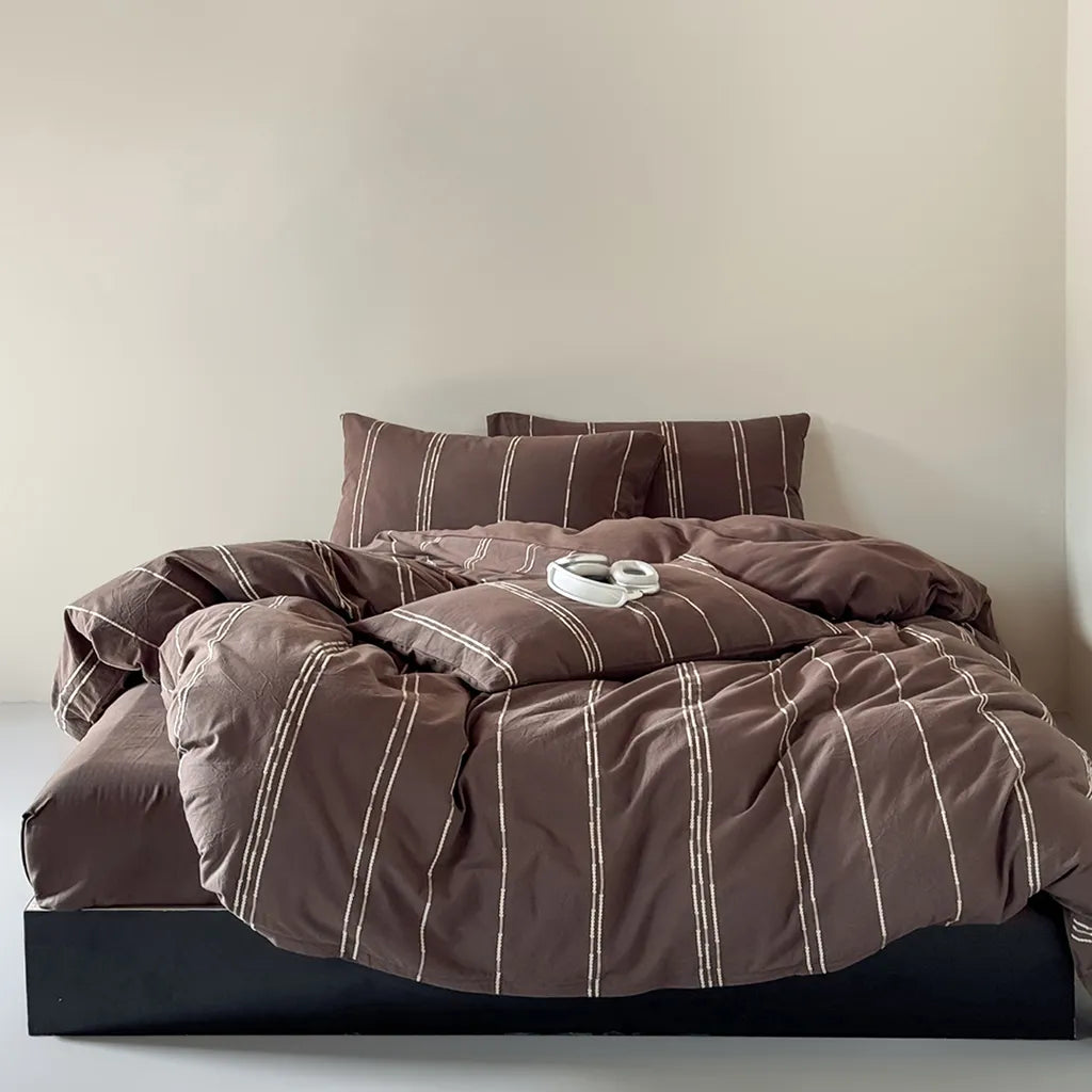 Sunset Striped Jacquard Bedding Set Chocolate