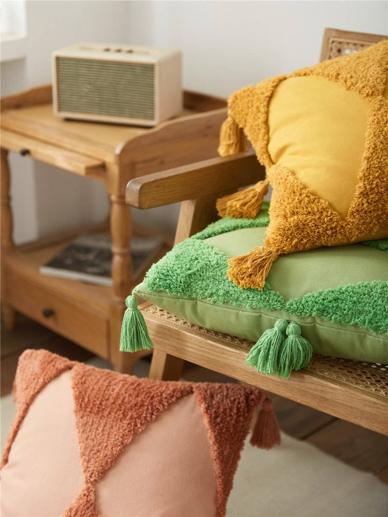 Sunshine Tufted Cotton Pillow Cover
