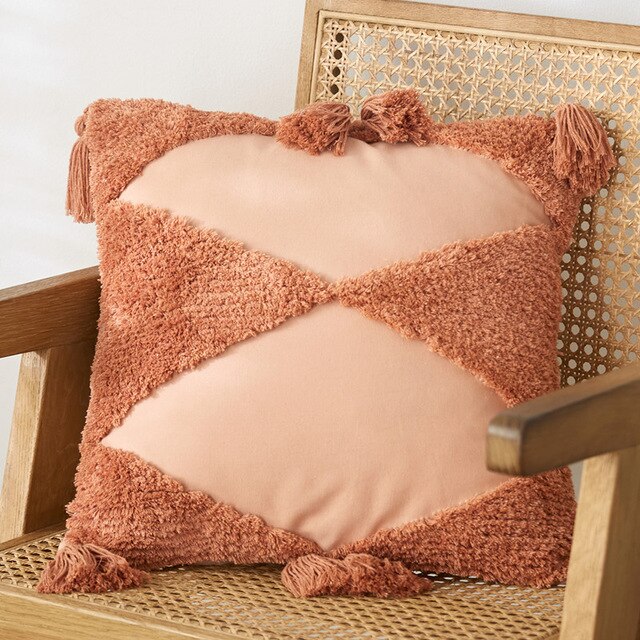 Sunshine Tufted Cotton Pillow Cover Sand Pink