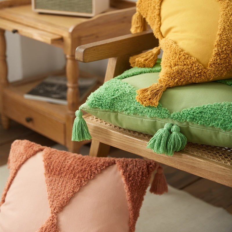 Sunshine Tufted Cotton Pillow Cover