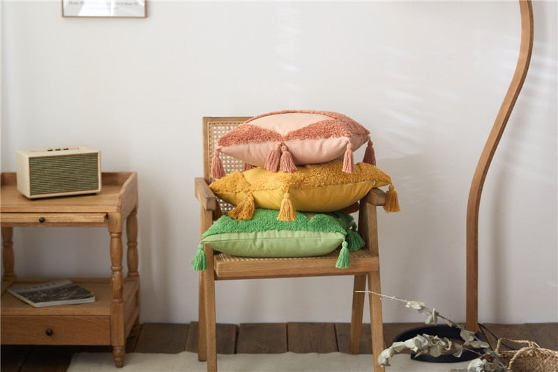 Sunshine Tufted Cotton Pillow Cover