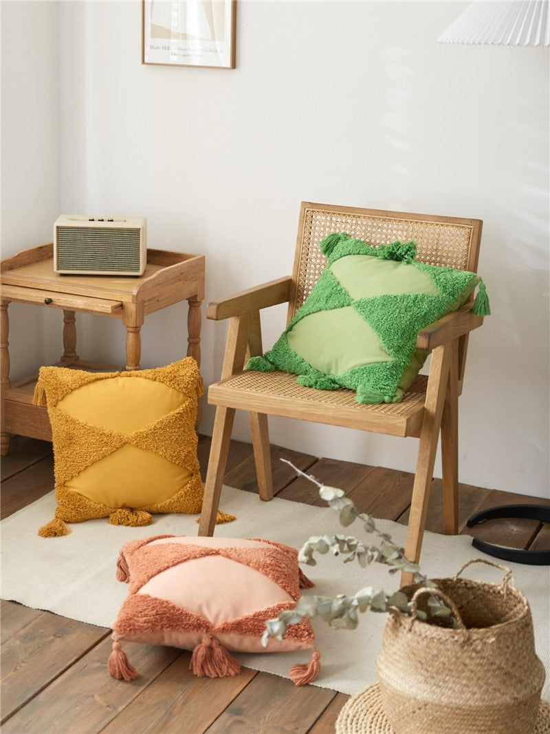 Sunshine Tufted Cotton Pillow Cover