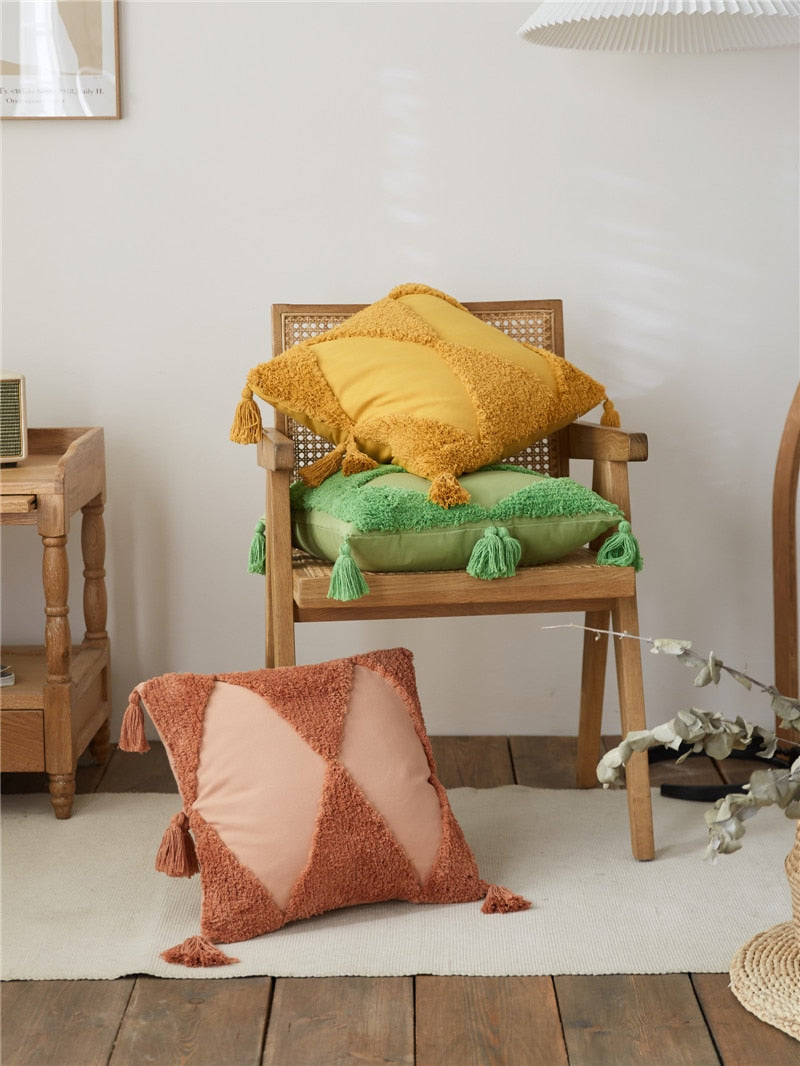 Sunshine Tufted Cotton Pillow Cover