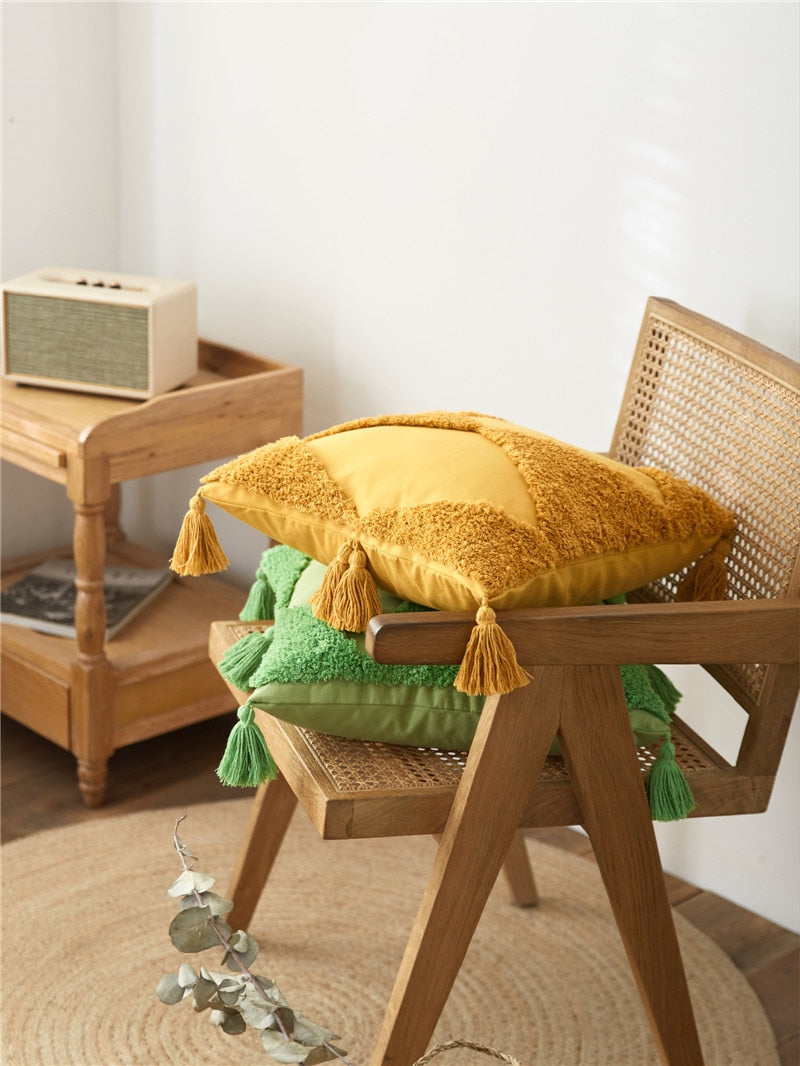Sunshine Tufted Cotton Pillow Cover