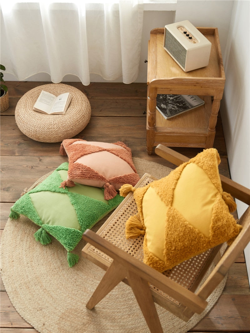 Sunshine Tufted Cotton Pillow Cover