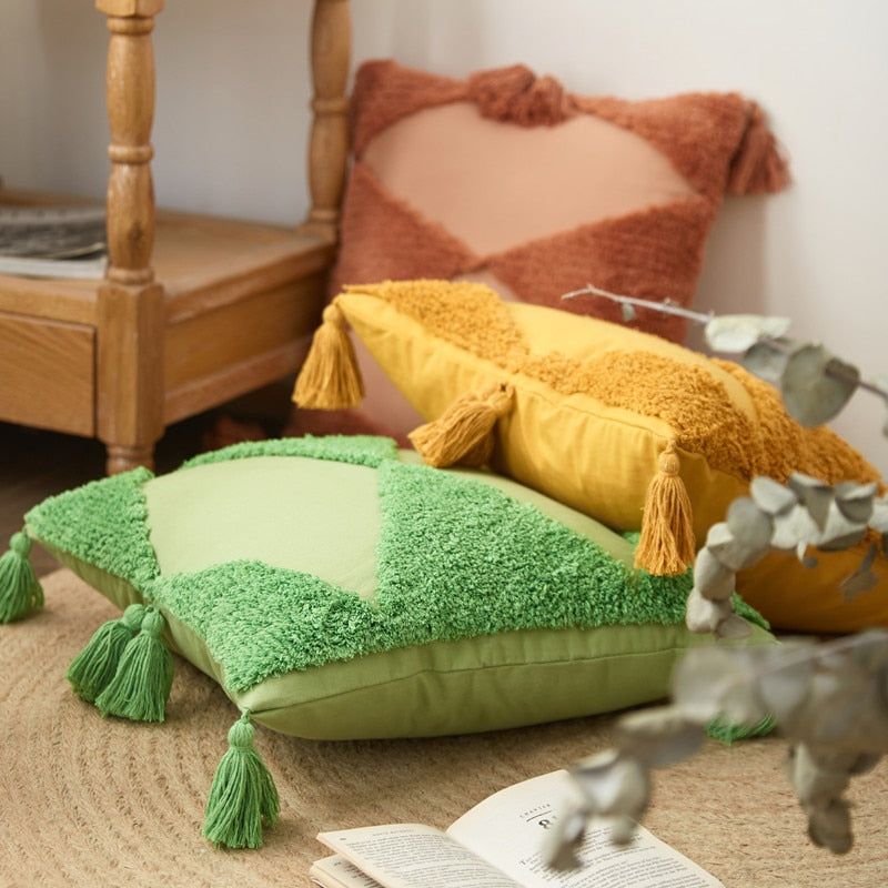 Sunshine Tufted Cotton Pillow Cover